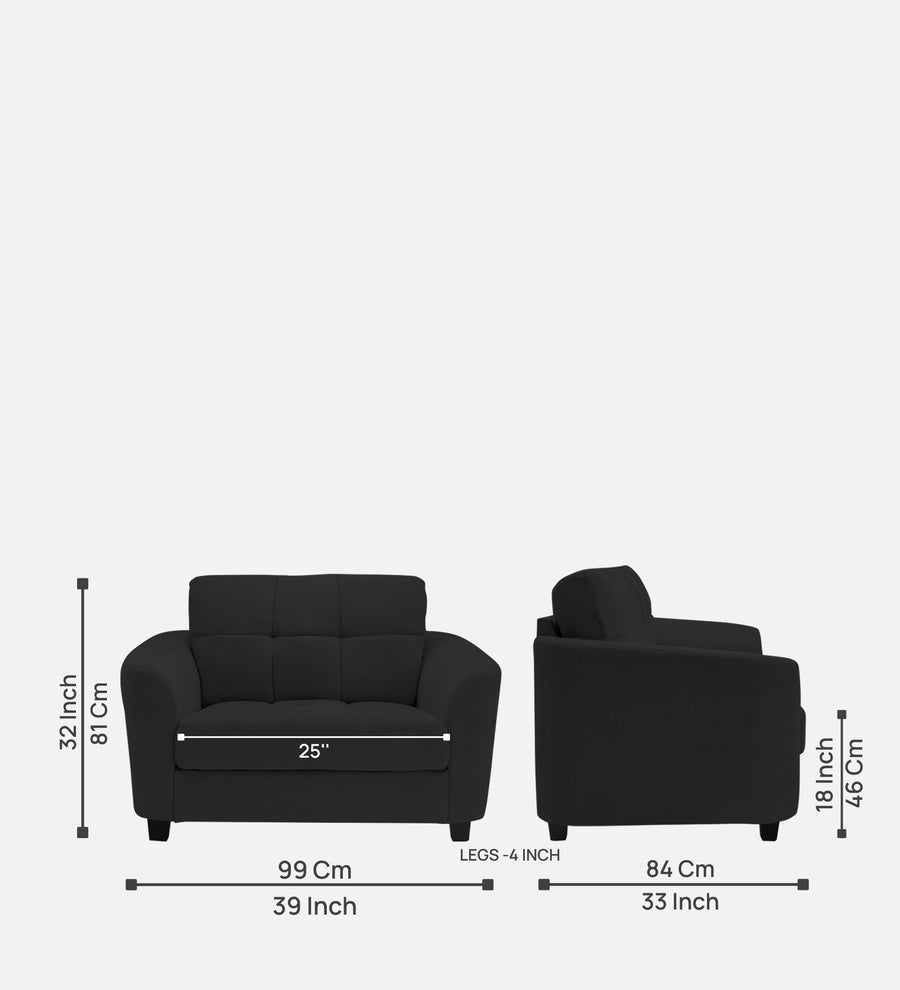 Mulan Fabric 1 Seater Sofa In Bitter Black Colour - Febonic Living