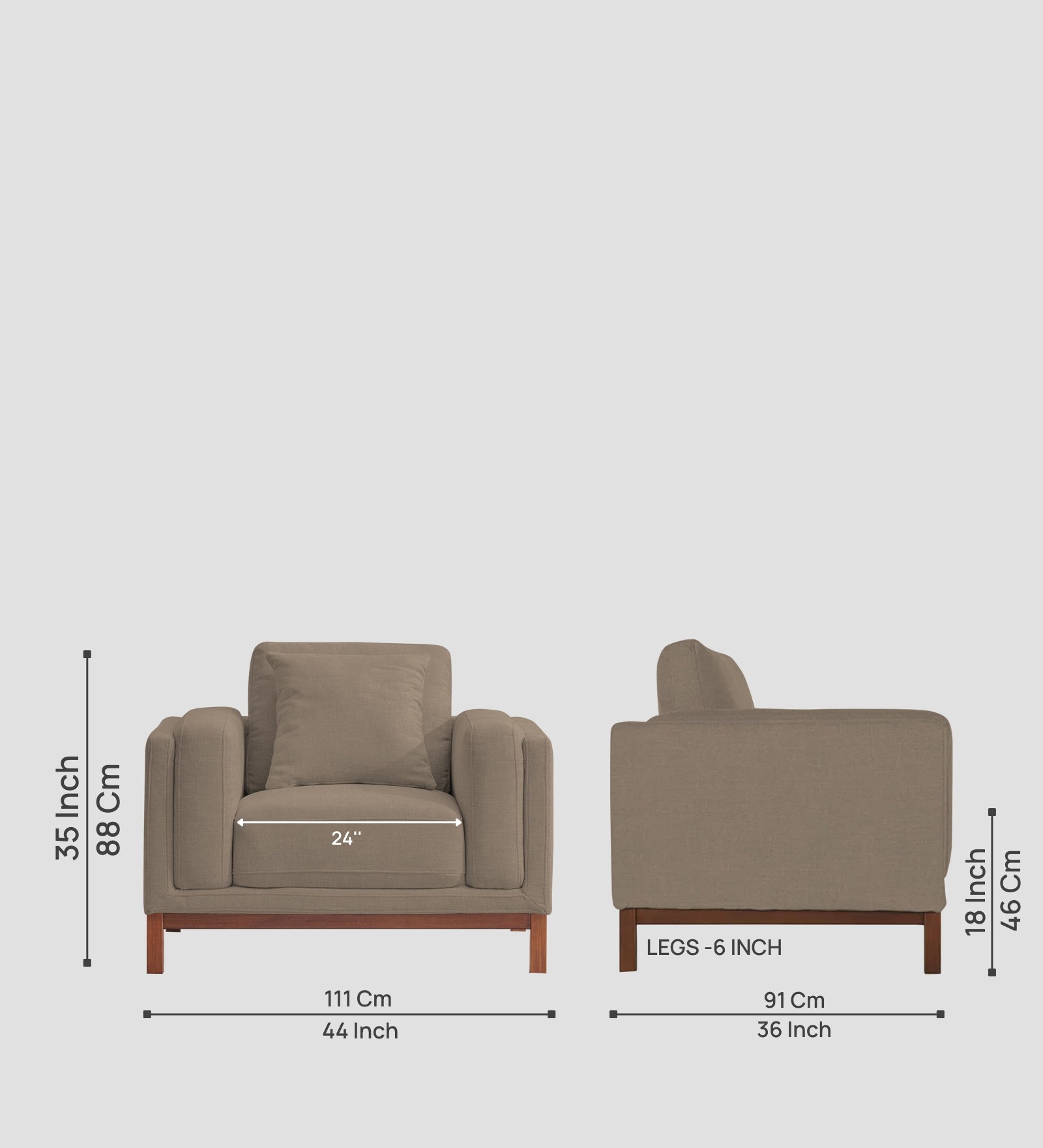 Borry Fabric 1 Seater Sofa in Hazel Beige Colour - Febonic Living
