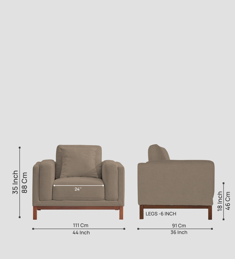 Borry Fabric 1 Seater Sofa In Hazel Beige Colour - Febonic Living