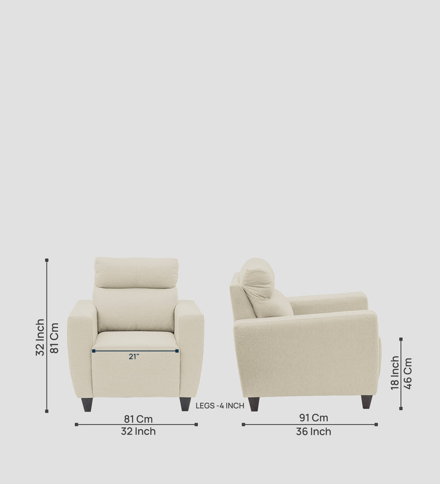 Honor Fabric 1 Seater Sofa In Maple Cream Colour - Febonic Living