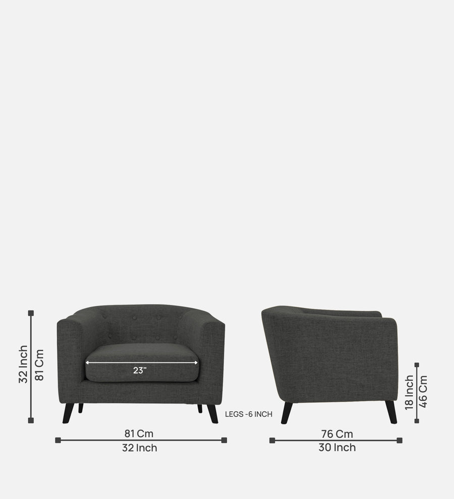 Casper Fabric 1 Seater Sofa In Charcoal Grey Colour - Febonic Living
