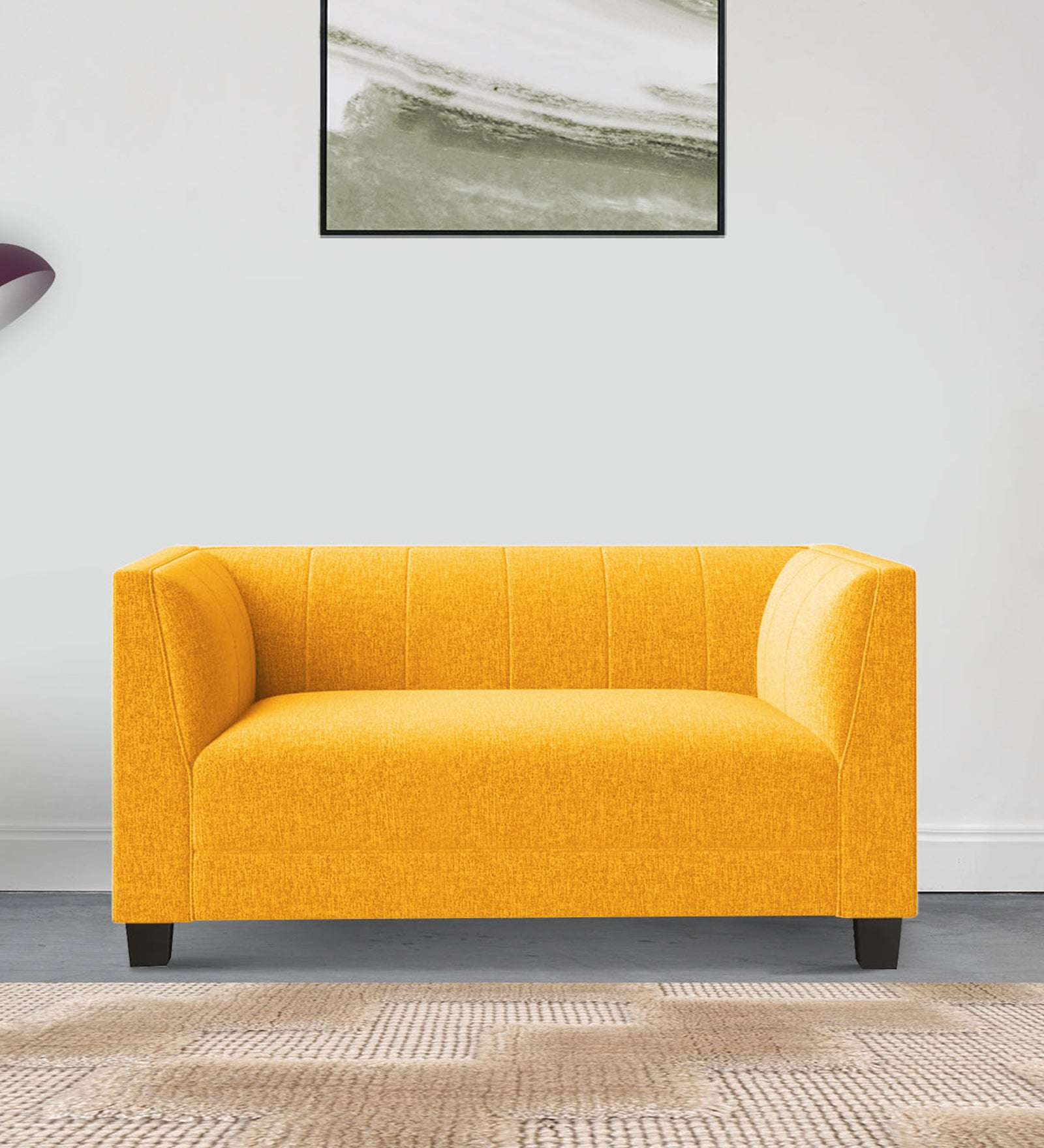 Chastin Fabric 2 Seater Sofa in Bold Yellow Colour