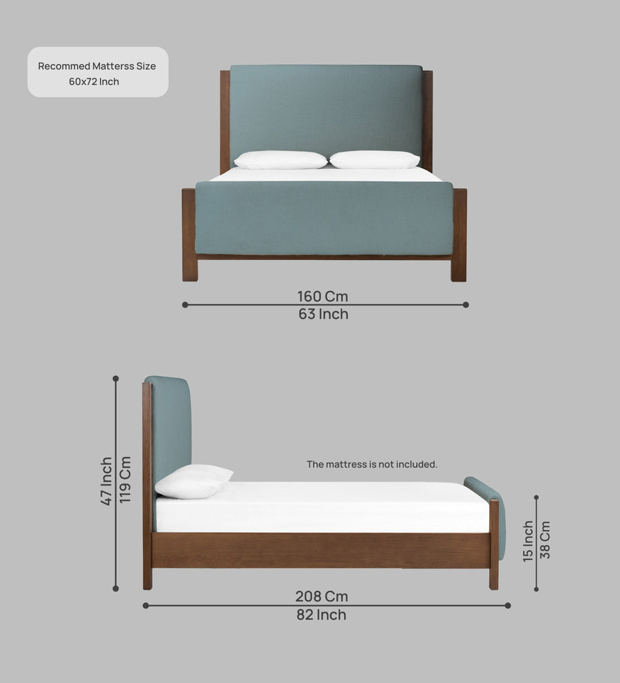 Zoro Boucle Upholstered Queen Size Bed In Storm Blue Colour - Febonic Living