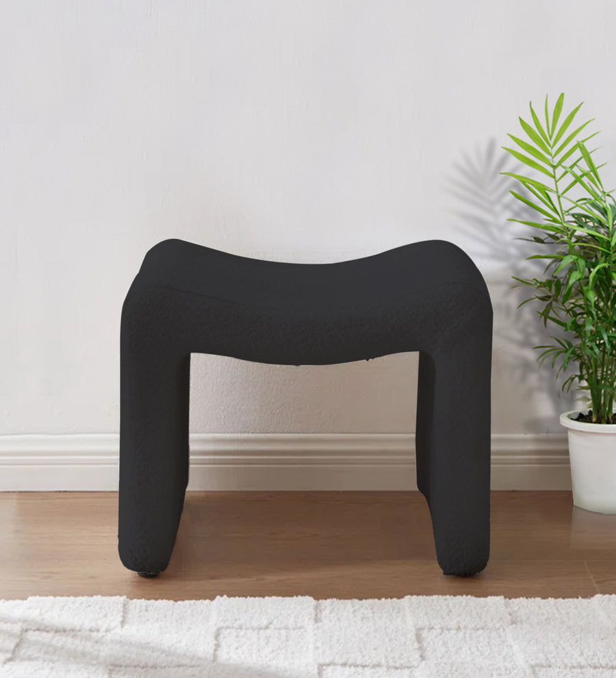 Olive Boucle Foot Stool - Cloud Grey by Febonic Living