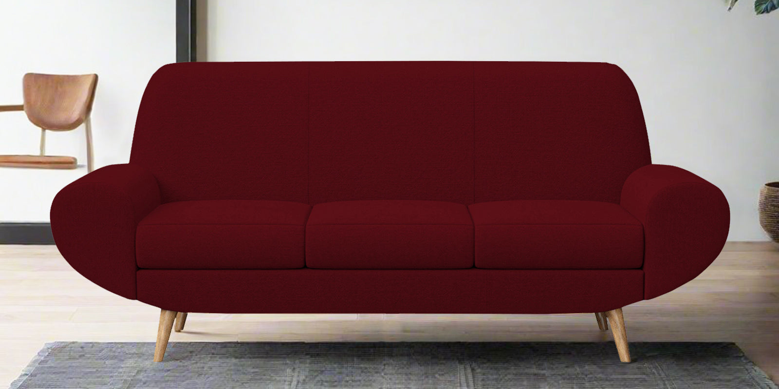 Jessy Fabric 3 Seater Sofa in Ruby Red Colour