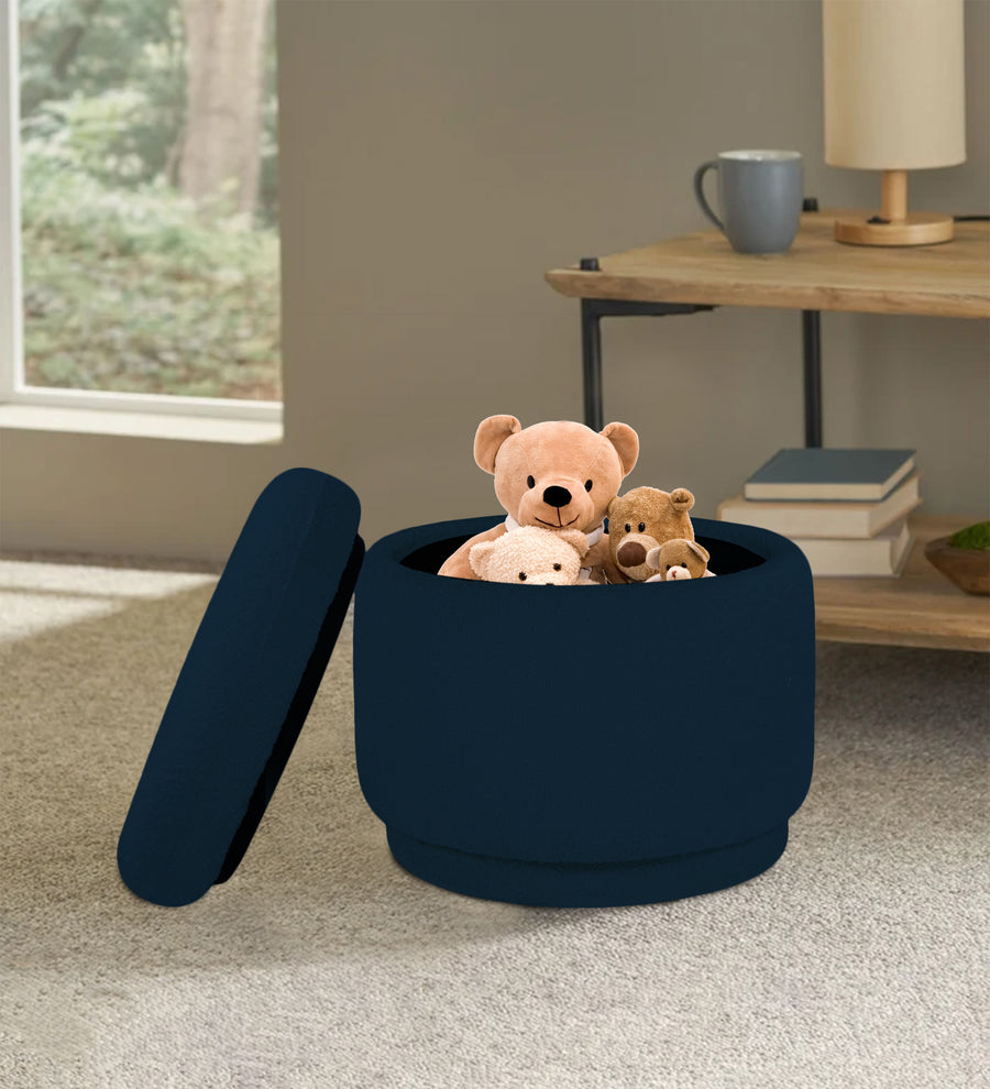 Noki Boucle Fabric Ottoman - Danim Blue by Febonic Living