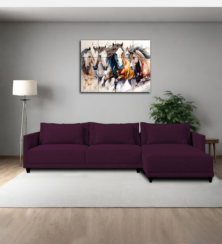 Kera  LHS  (3+Lounger) Fabric Sectional Sofa - Greek Purple by Febonic Living