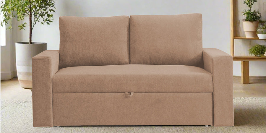 Kara Fabric 2 Seater Pull Out Sofa Cum Bed In Cosmic Beige Colour - Febonic Living