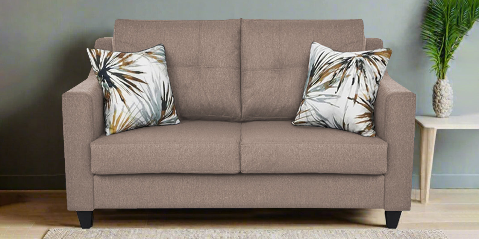 Welly Fabric 2 Seater Sofa In Kadhi Beige Colour