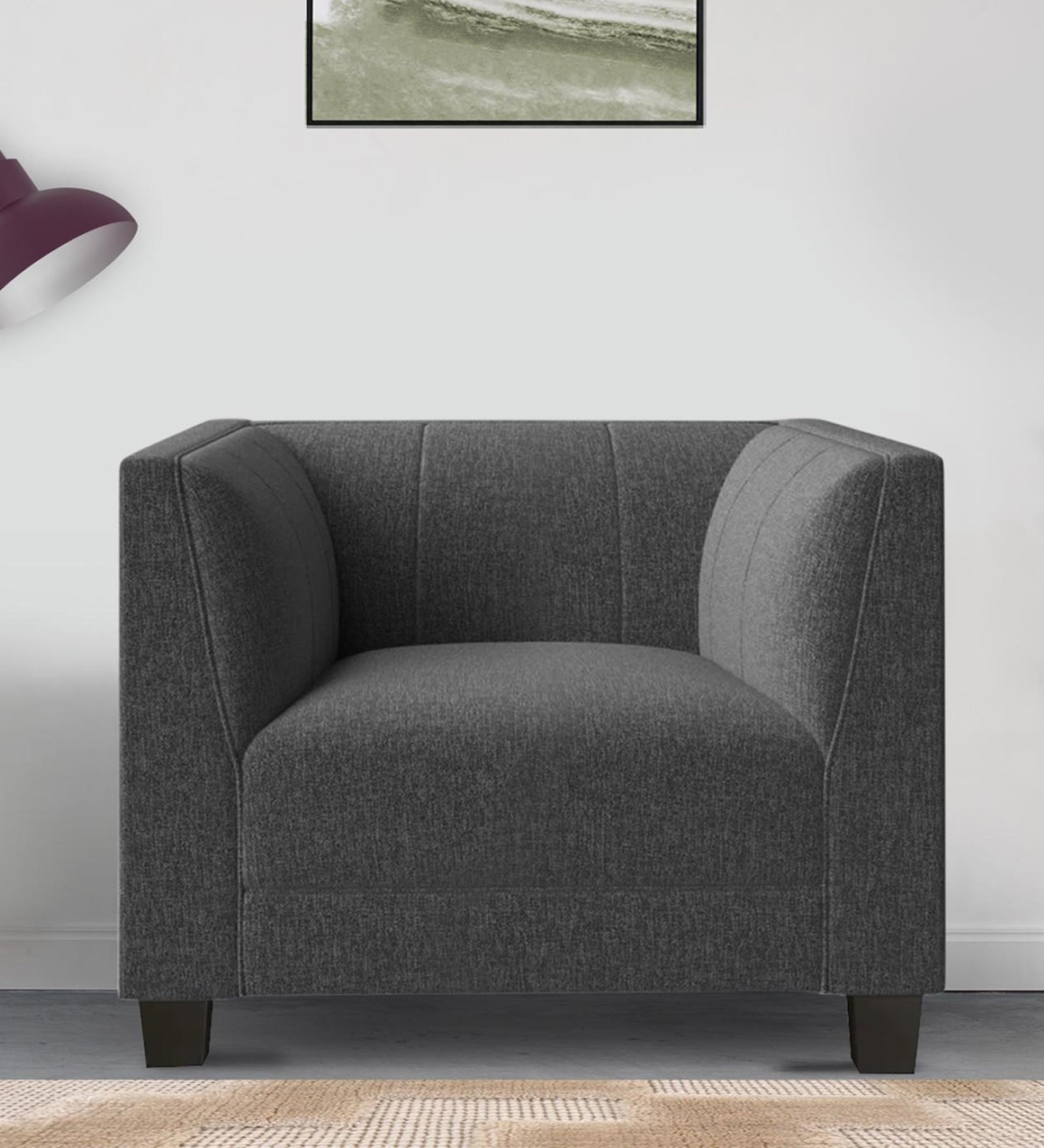 Chastin Fabric 1 Seater Sofa in Charcoal Grey Colour