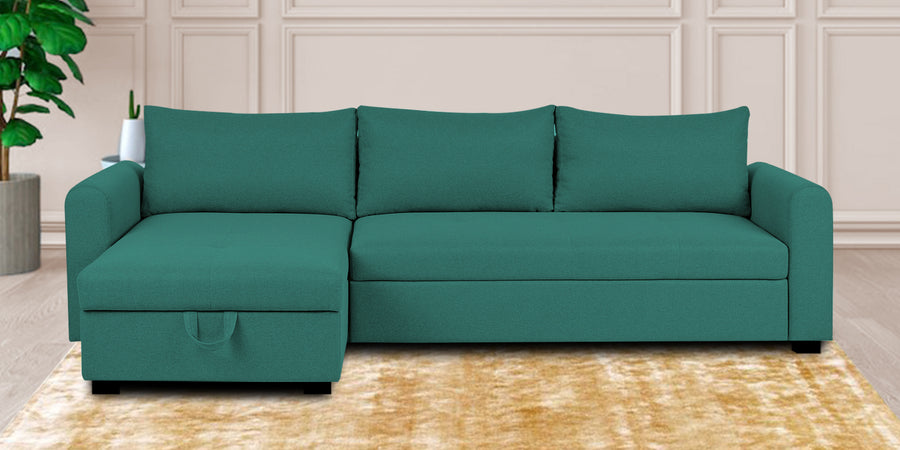 Sigma Fabric Rhs Sectional Sofa 3 Lounger In Sea Green Colour - Febonic Living