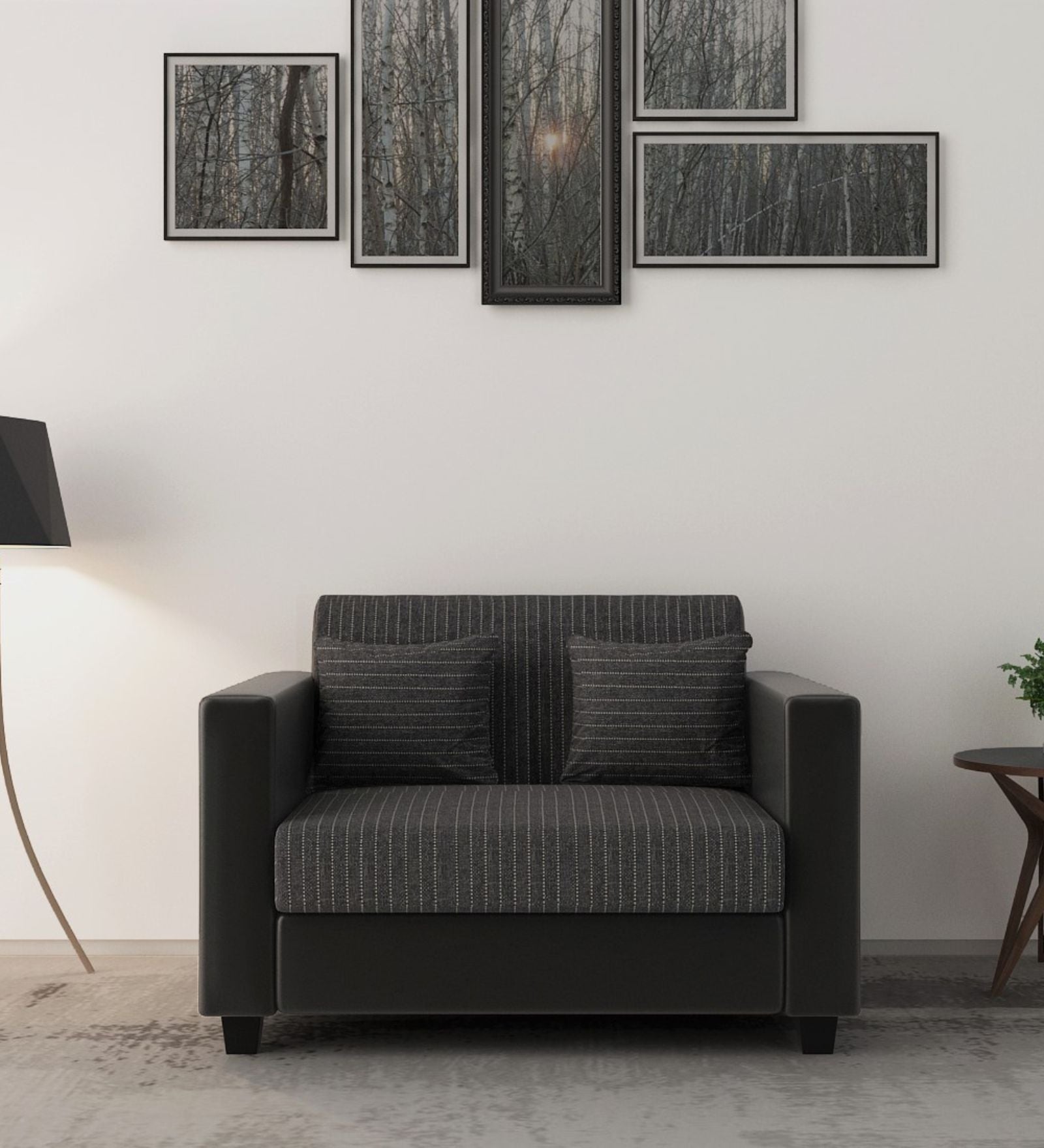 Baley Fabric 2 Seater Sofa in Lama Black Colour