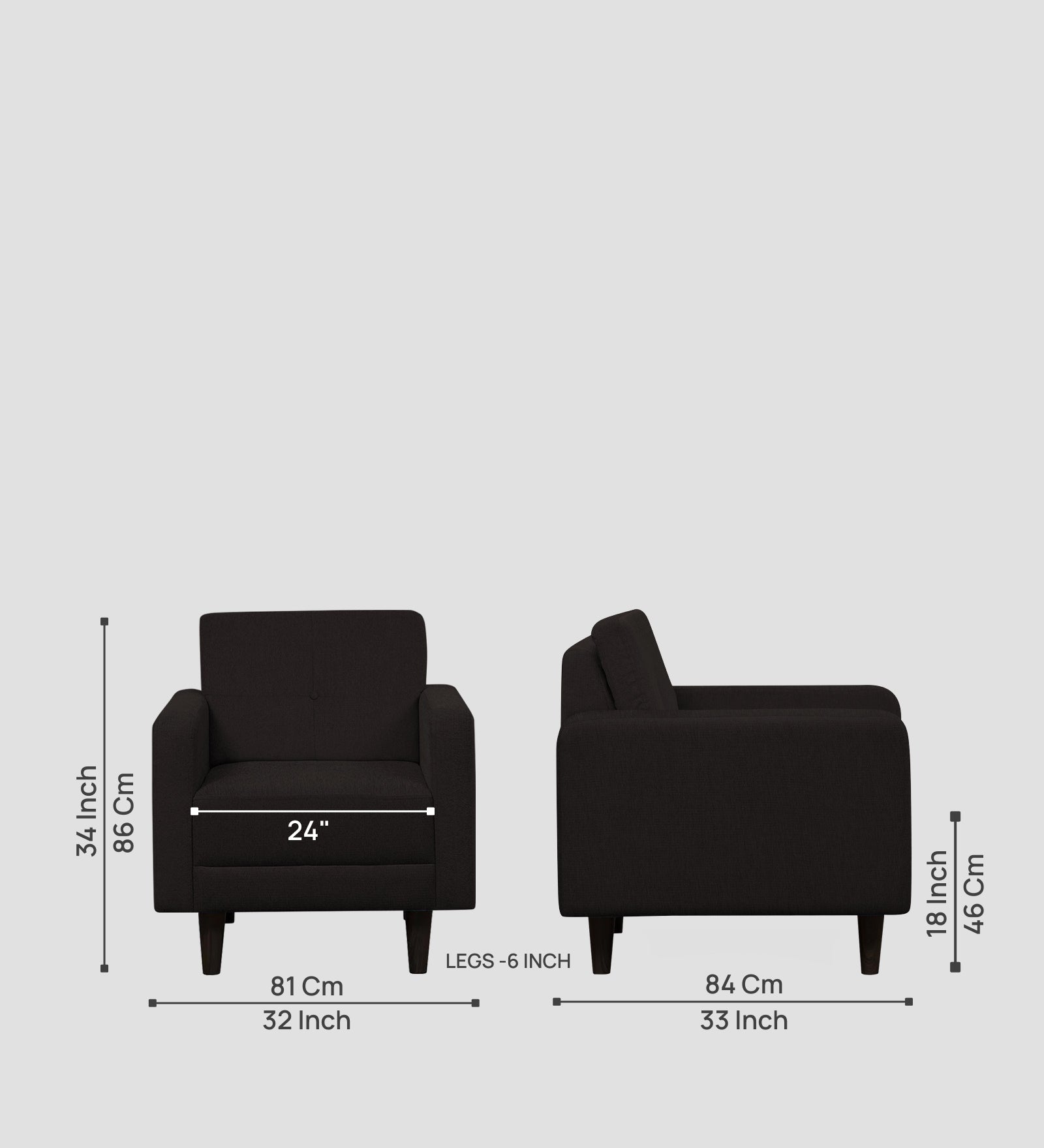 Noha Fabric 1 Seater Sofa In  Cara Brown Colour - Febonic Living
