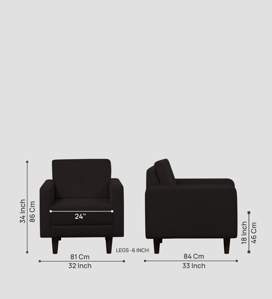 Noha Fabric 1 Seater Sofa In Cara Brown Colour - Febonic Living