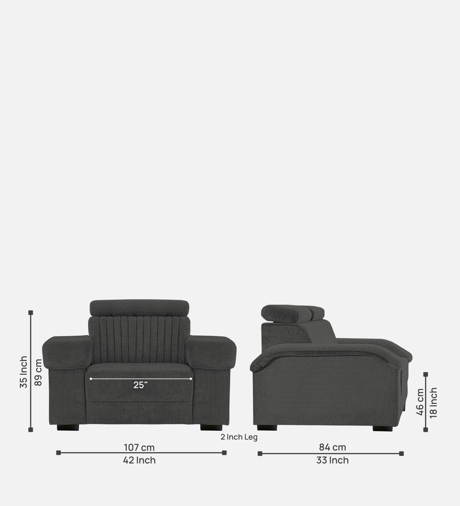 Draco Fabric 1 Seater Sofa In Charcoal Grey Colour - Febonic Living