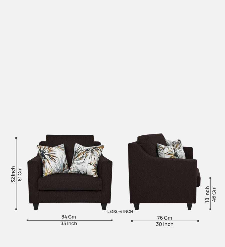 Welly Fabric 1 Seater Sofa In Dark Brown Colour - Febonic Living