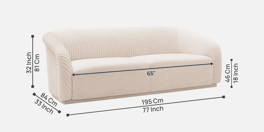 Yara Velvet Fabric 3 Seater Sofa In Camel Beige Colour - Febonic Living