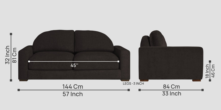 Dara Fabric 2 Seater Sofa In Cara Brown Colour - Febonic Living