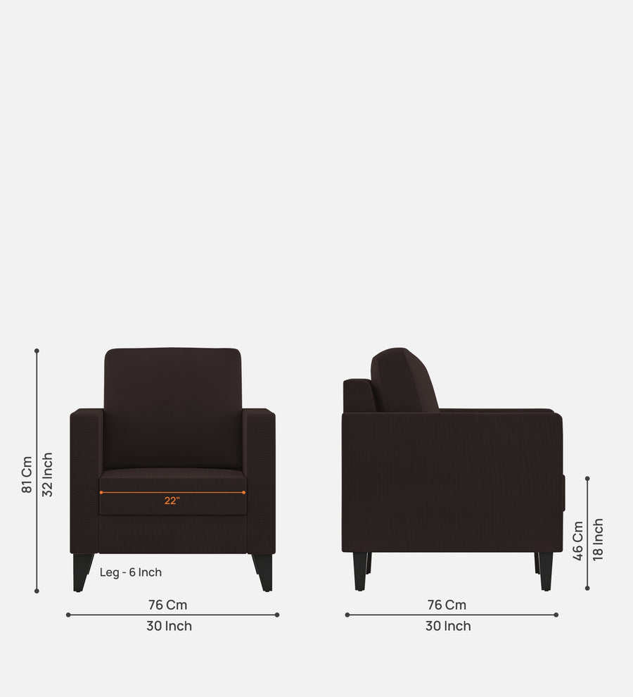 Nori Fabric 1 Seater Sofa In Dark Brown Colour - Febonic Living