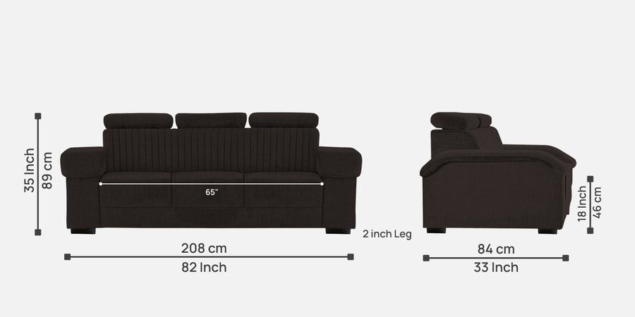 Draco Fabric 3 Seater Sofa In Cara Brown Colour - Febonic Living