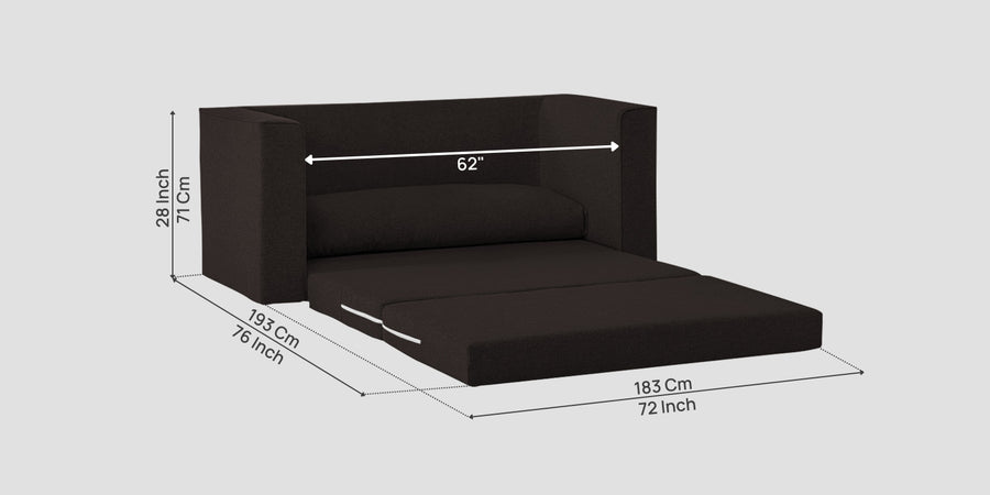 Kenia Fabric 3 Seater Foldable Sofa Cum Bed In Cara Brown Colour - Febonic Living