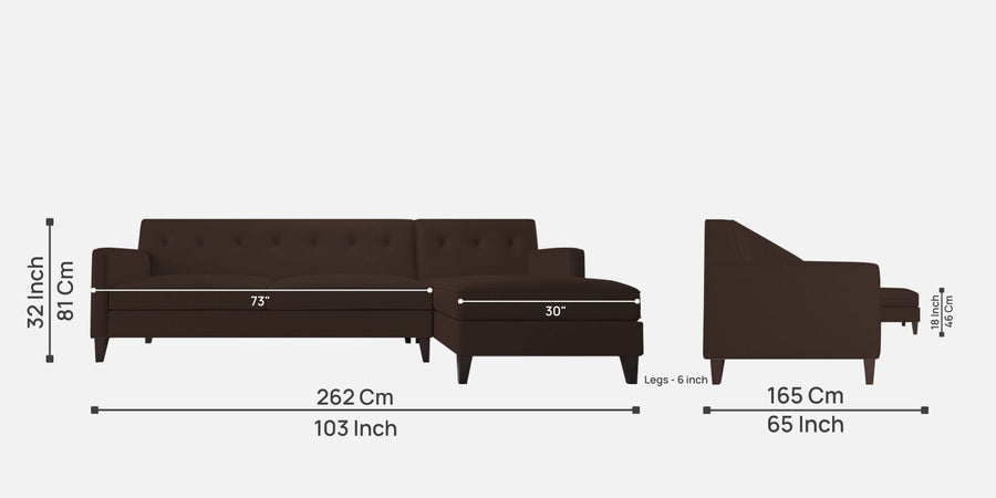 Miller Fabric Lhs Sectional Sofa 3 Lounger In Coffee Brown Colour - Febonic Living
