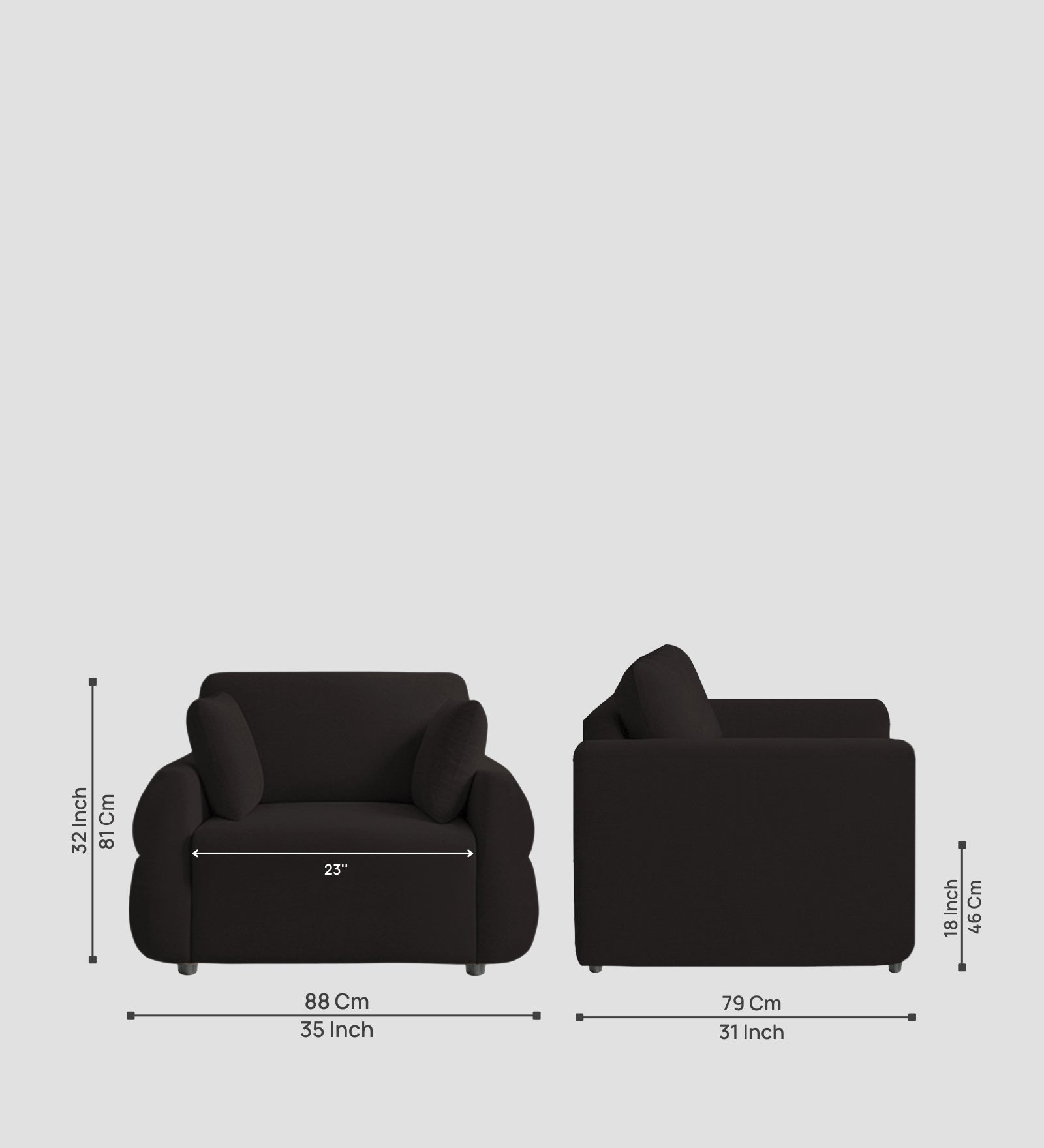 Jack Fabric 1 Seater Sofa In  Cara Brown Colour - Febonic Living