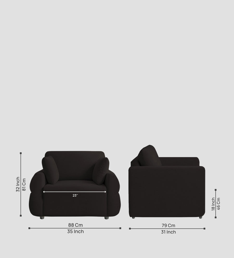 Jack Fabric 1 Seater Sofa In Cara Brown Colour - Febonic Living