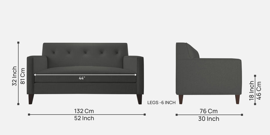 Miller Fabric 2 Seater Sofa In Charcoal Grey Colour - Febonic Living