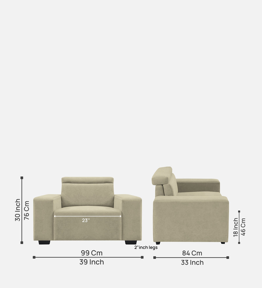 Hiro Fabric 1 Seater Sofa In Carnival Beige Colour - Febonic Living