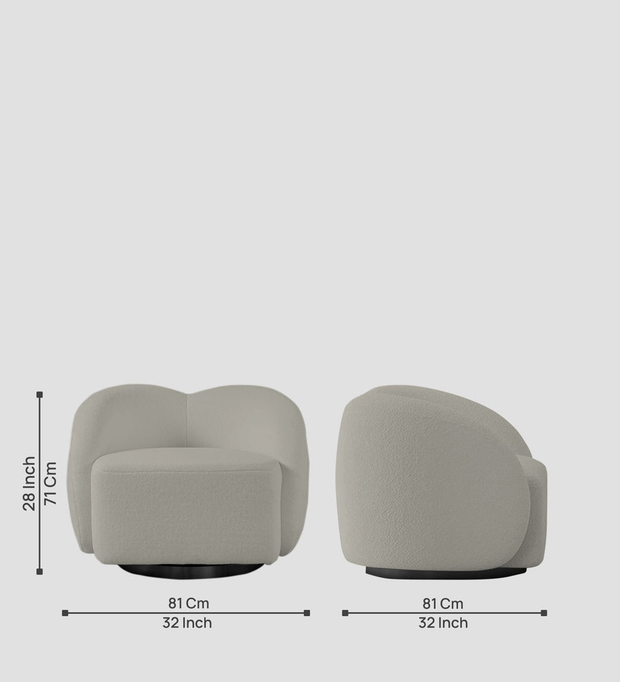 Miles Boucle Fabric Swivel Chair In Fog Grey Colour - Febonic Living