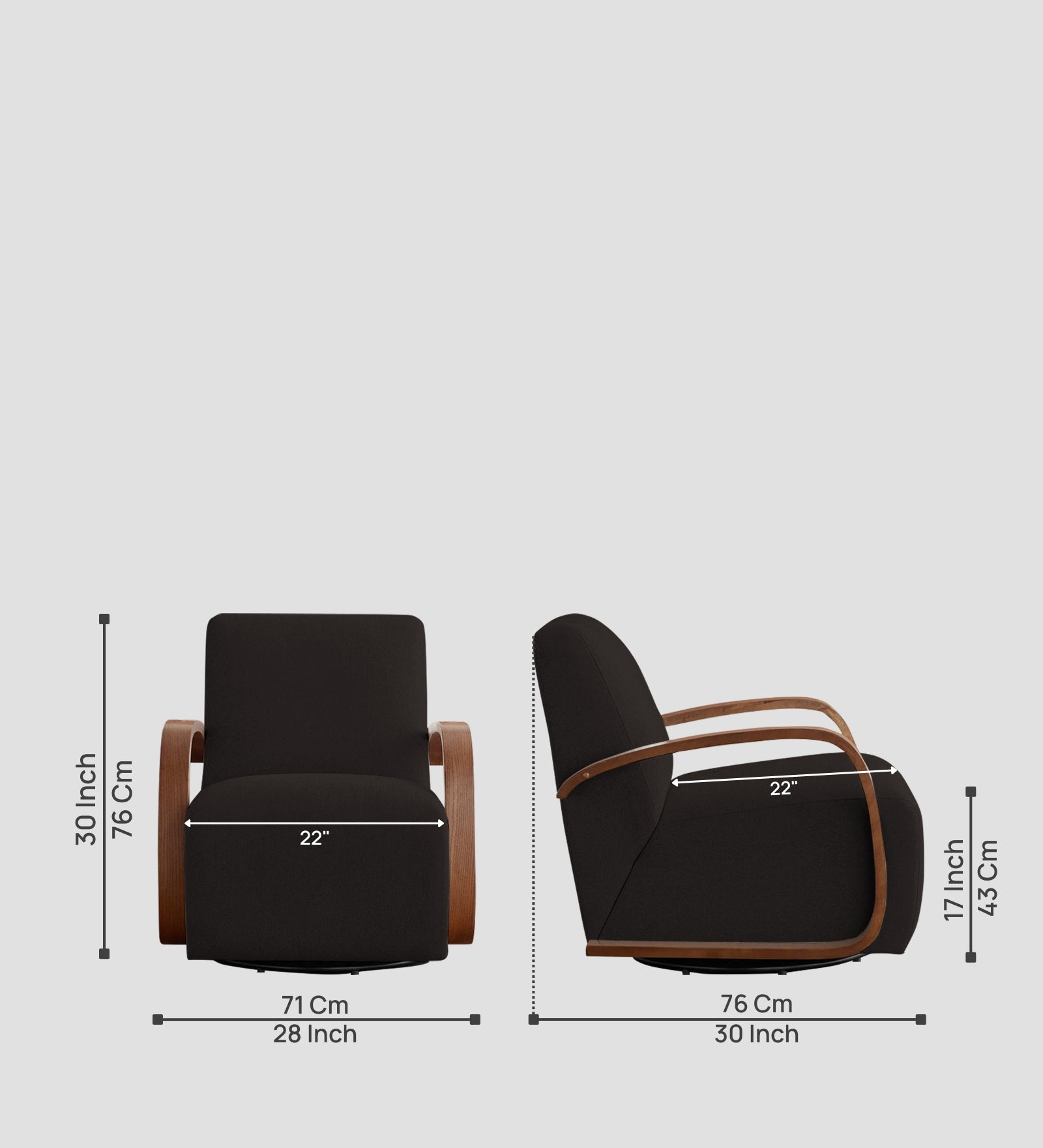 Balma Fabric Swivel Chair in Cara Brown Colour
