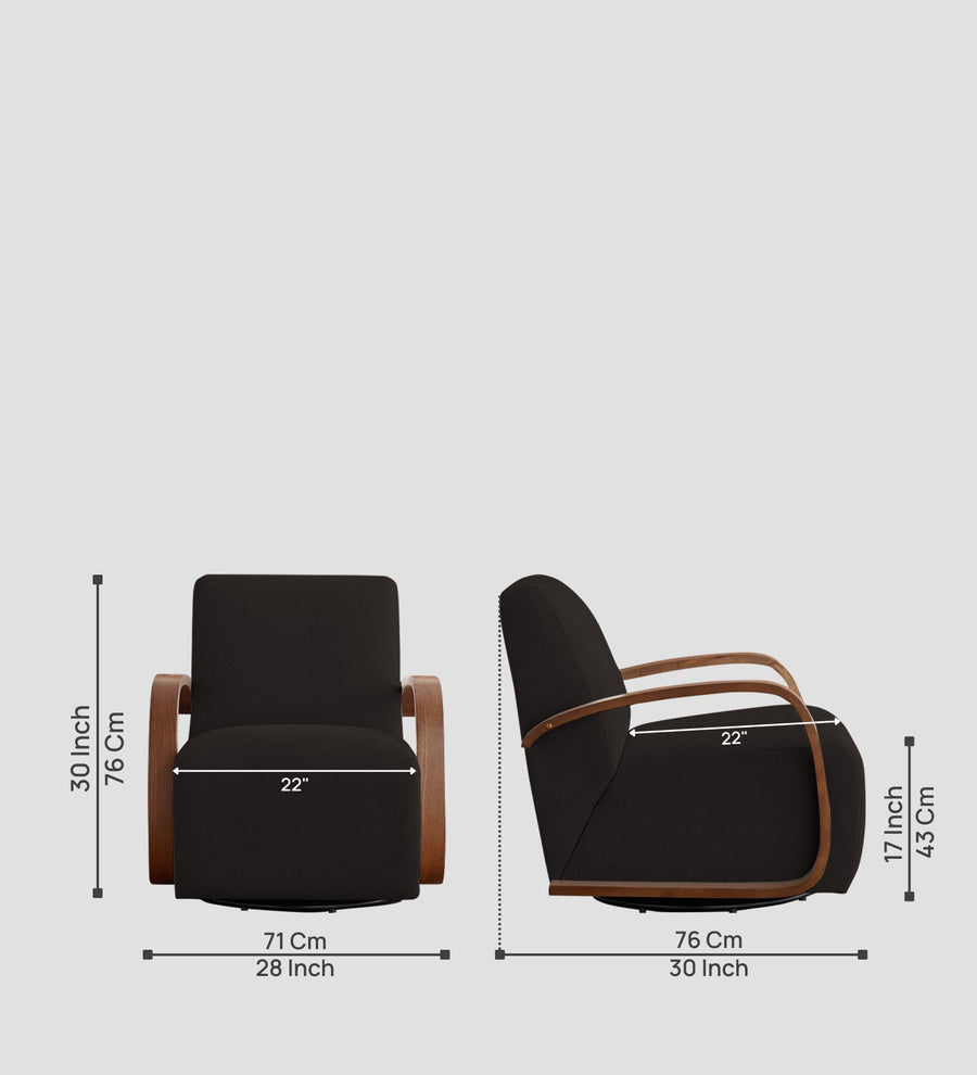 Balma Fabric Swivel Chair In Cara Brown Colour - Febonic Living