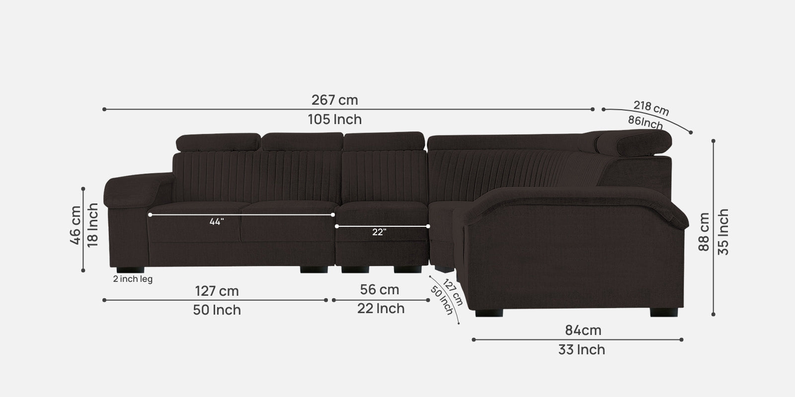 Draco Fabric 6 Seater Corner Sofa In Cara Brown Colour - Febonic Living