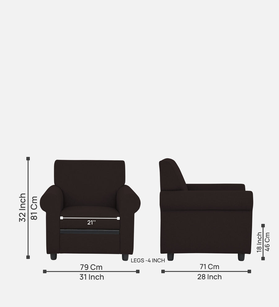 Ribby Fabric 1 Seater Sofa In Dark Brown Colour - Febonic Living