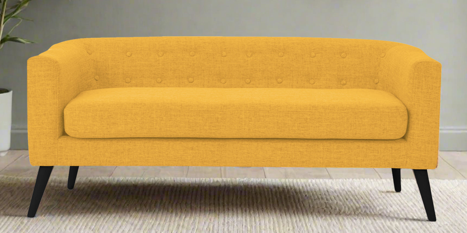 Casper Fabric 3 Seater Sofa in Bold Yellow Colour