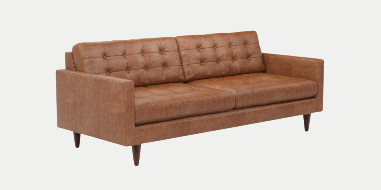 Elloy Leatherette 3 Seater Sofa in Caramel Beige Colour