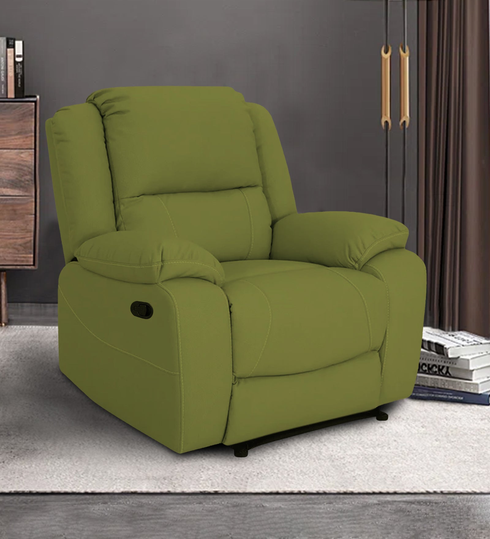 Adley Fabric Manual 1 Seater Recliner In Lime Green Colour