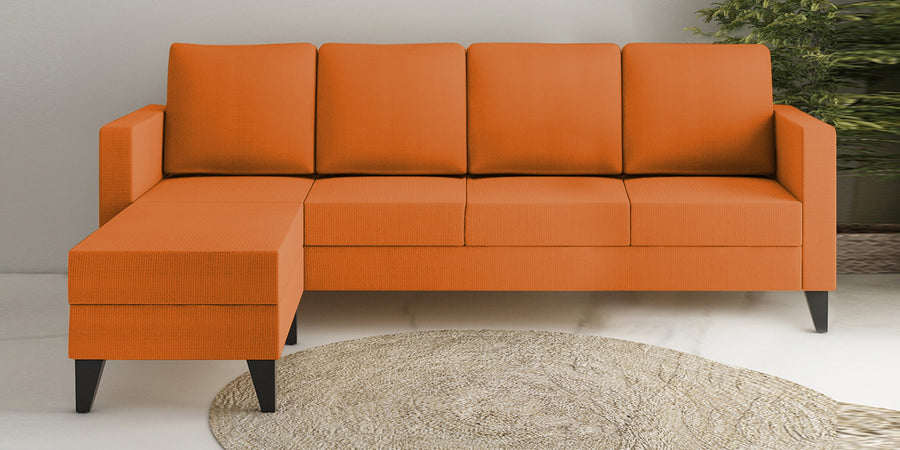 Nori Fabric Rhs Sectional Sofa 3 Lounger In Dark Orange Colour - Febonic Living