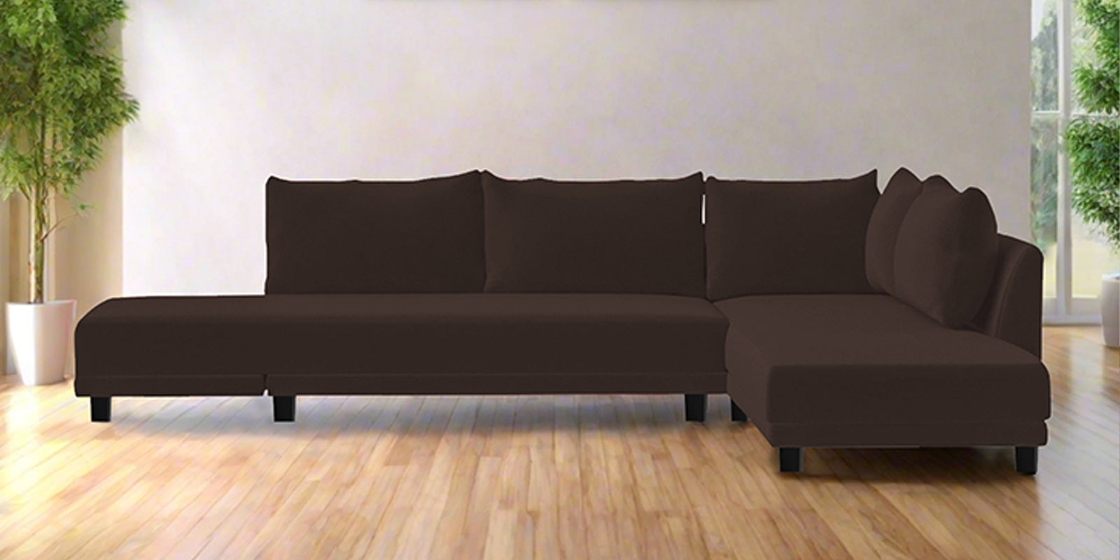 Ira Fabric LHS 6 Seater Sofa Cum Bed In Coffee Brown Colour