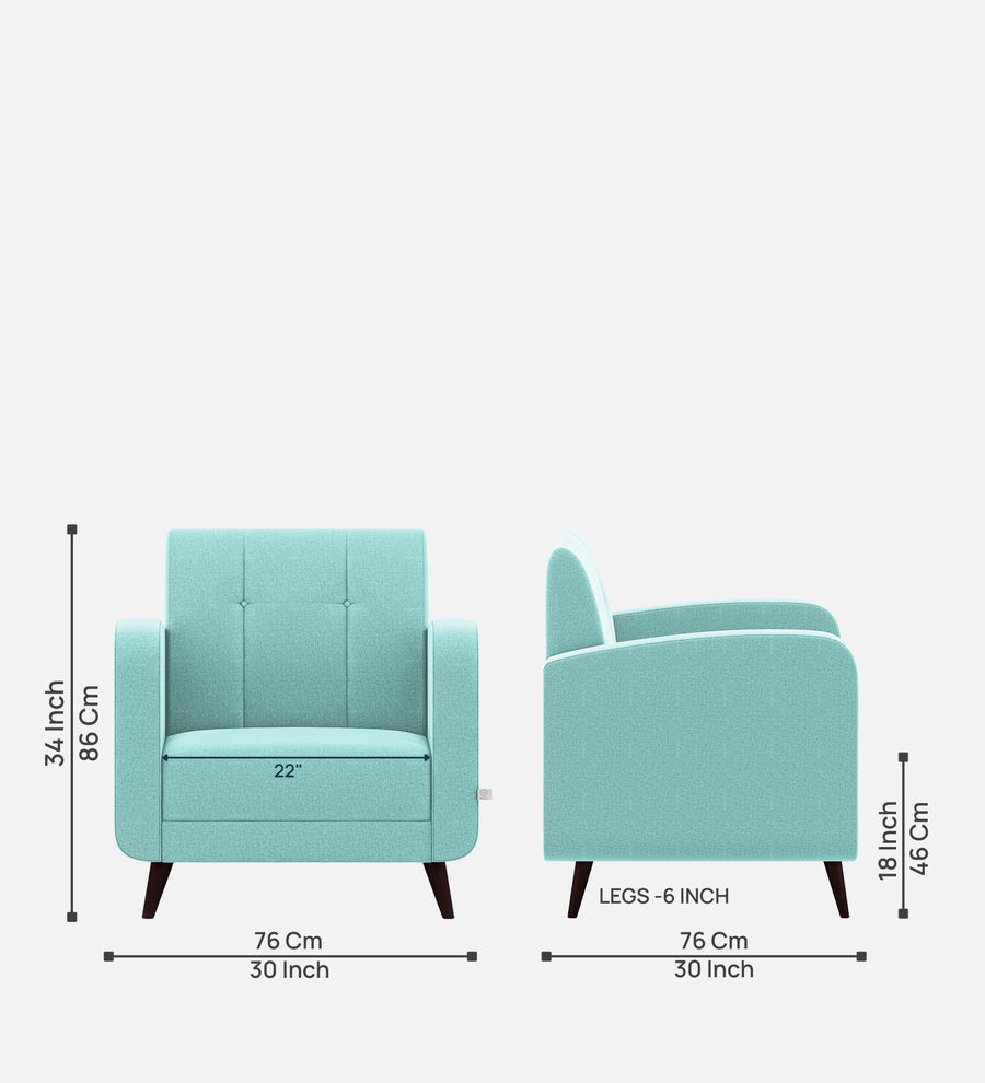 Wiki Velvet 1 Seater Sofa In Barmunda Aqua Colour - Febonic Living
