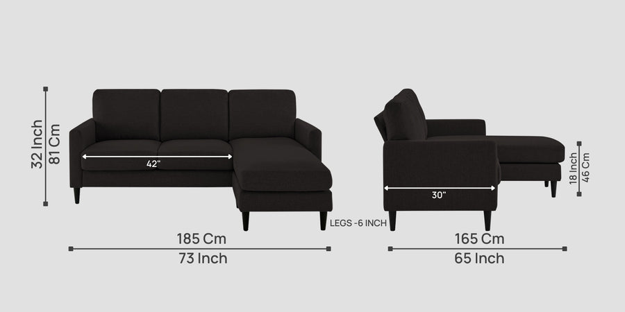 Romie Fabric Lhs Sectional Sofa 2 Lounger In Cara Brown Colour - Febonic Living