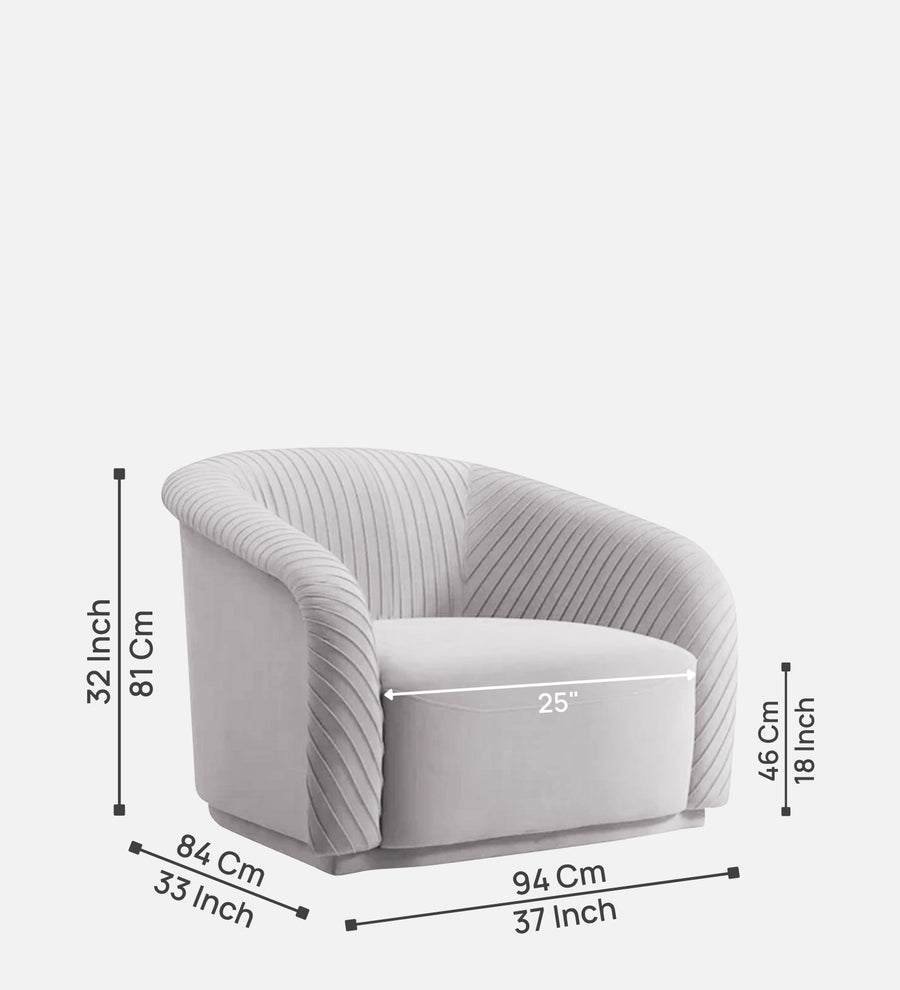 Yara Velvet Fabric 1 Seater Sofa In Concrete Grey Colour - Febonic Living