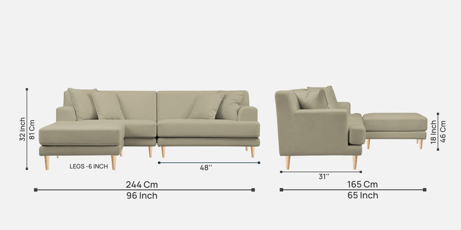 Woody Fabric Rhs Sectional Sofa 3 Lounger In Carnival Beige Colour - Febonic Living