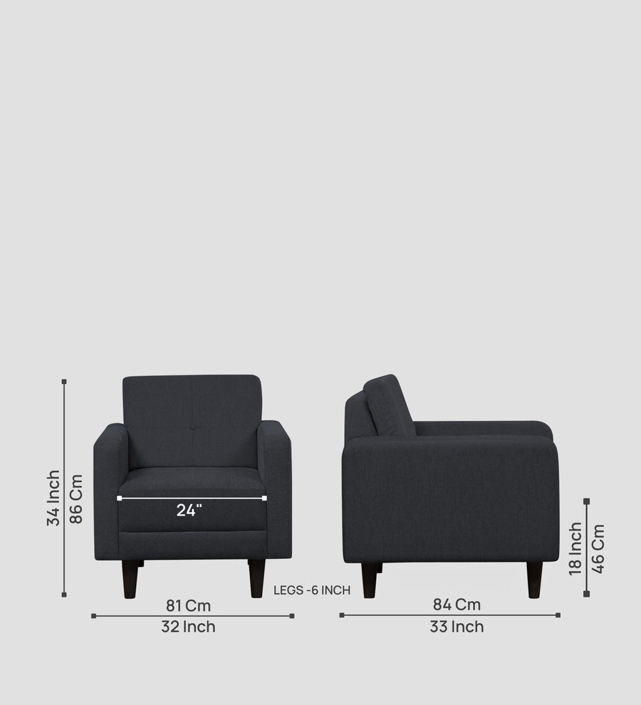 Noha Fabric 1 Seater Sofa In Charcoal Grey Colour - Febonic Living