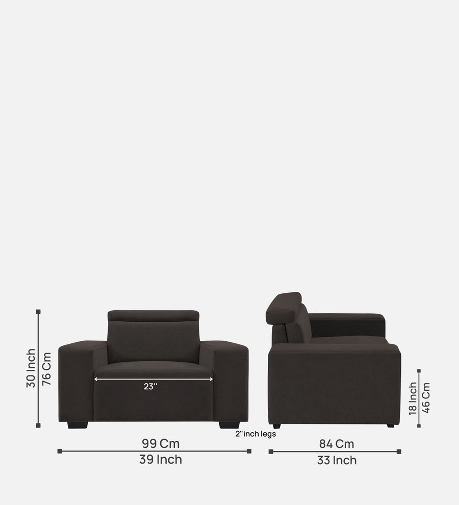 Hiro Fabric 1 Seater Sofa In Coal Brown Colour - Febonic Living