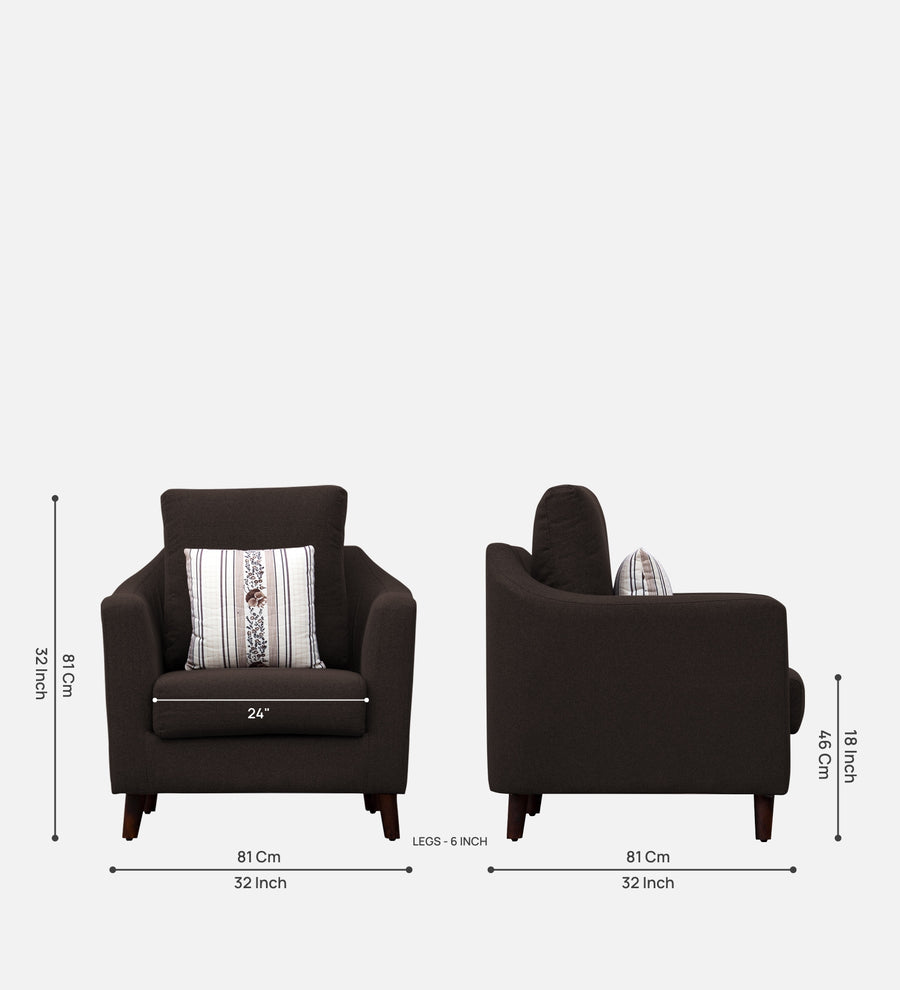 Kevin Fabric 1 Seater Sofa In Coffee Brown Colour - Febonic Living