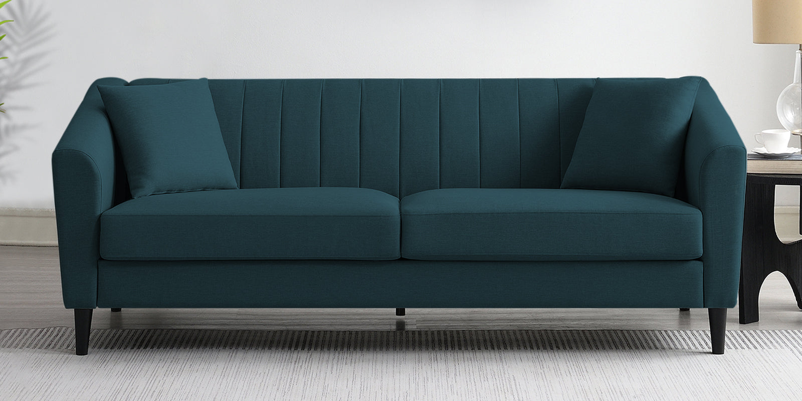 Polon Fabric 3 Seater Sofa In Harbour Blue Colour