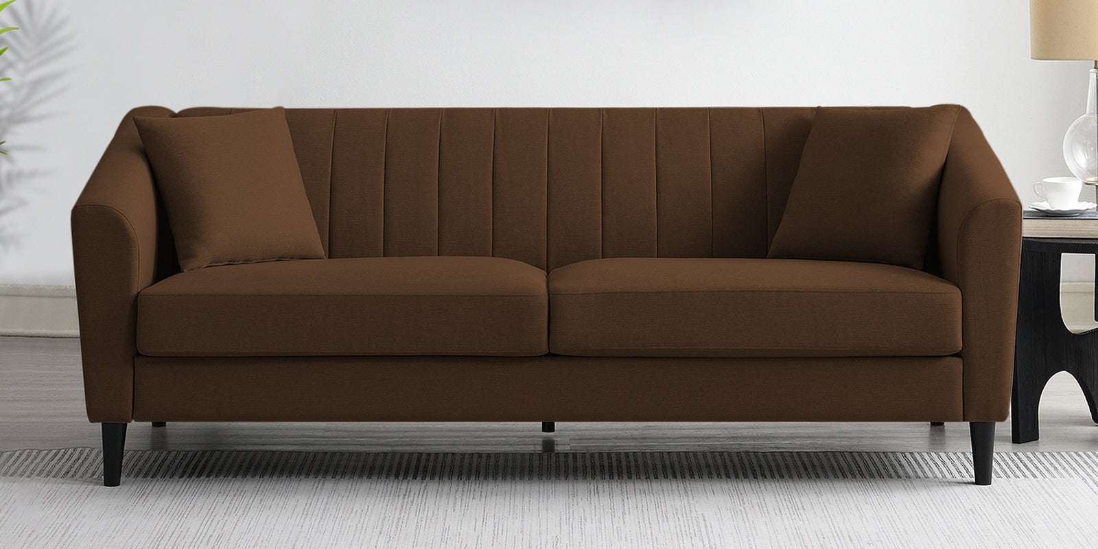 Polon Fabric 3 Seater Sofa In Chestnut Brown Colour