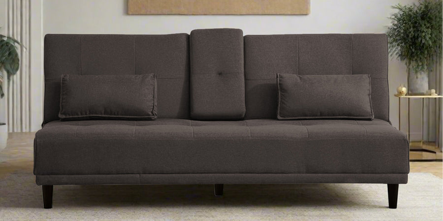 Jerry Fabric 3 Seater Convertible Sofa Cum Bed In Caspa Brown Colour - Febonic Living